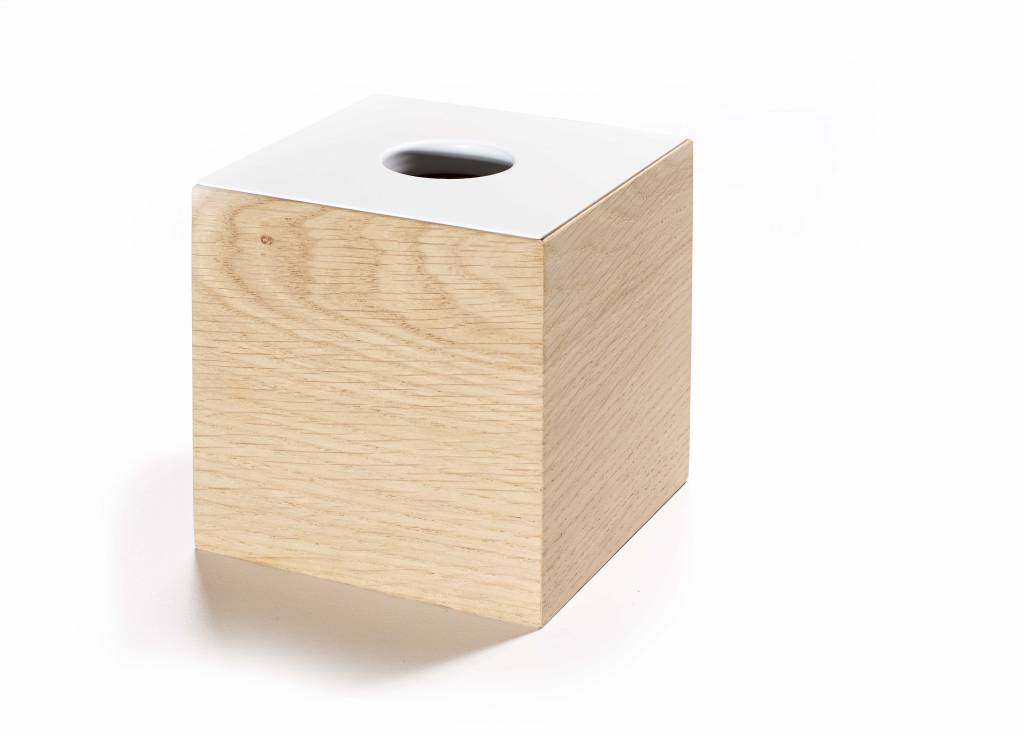 The Oak Men Opbergbox in eik met wit deksel klein