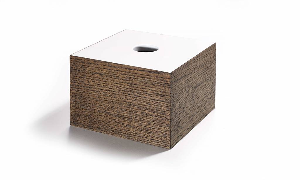 The Oak Men Opbergbox in zwart geoliede eik met wit deksel medium