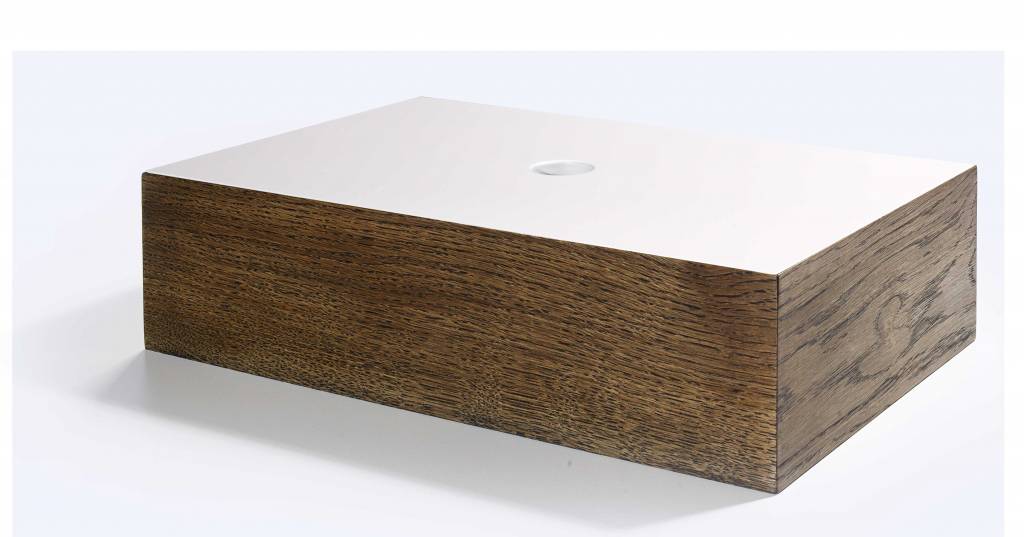 The Oak Men Opbergbox in zwart geoliede eik met wit deksel groot