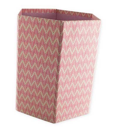 Bungalow Opvouwbare papiermand met print fel roze