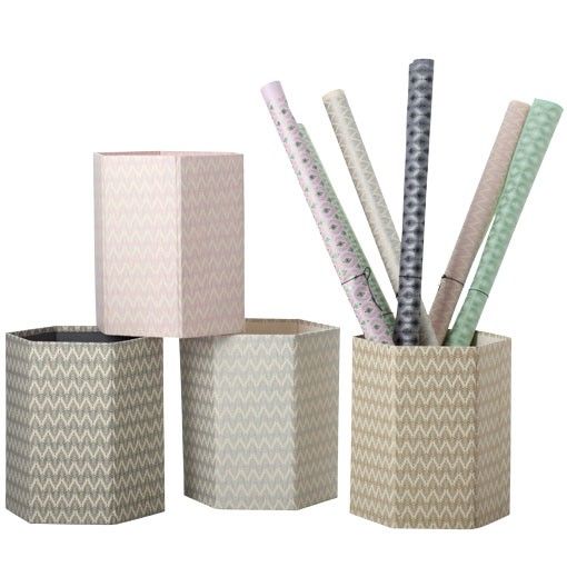 Bungalow Opvouwbare papiermand met print zilver en goud