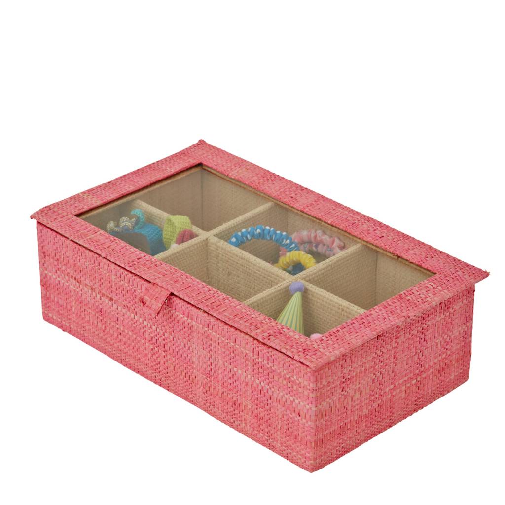Rice Doos voor theezakjes in raffia roze
