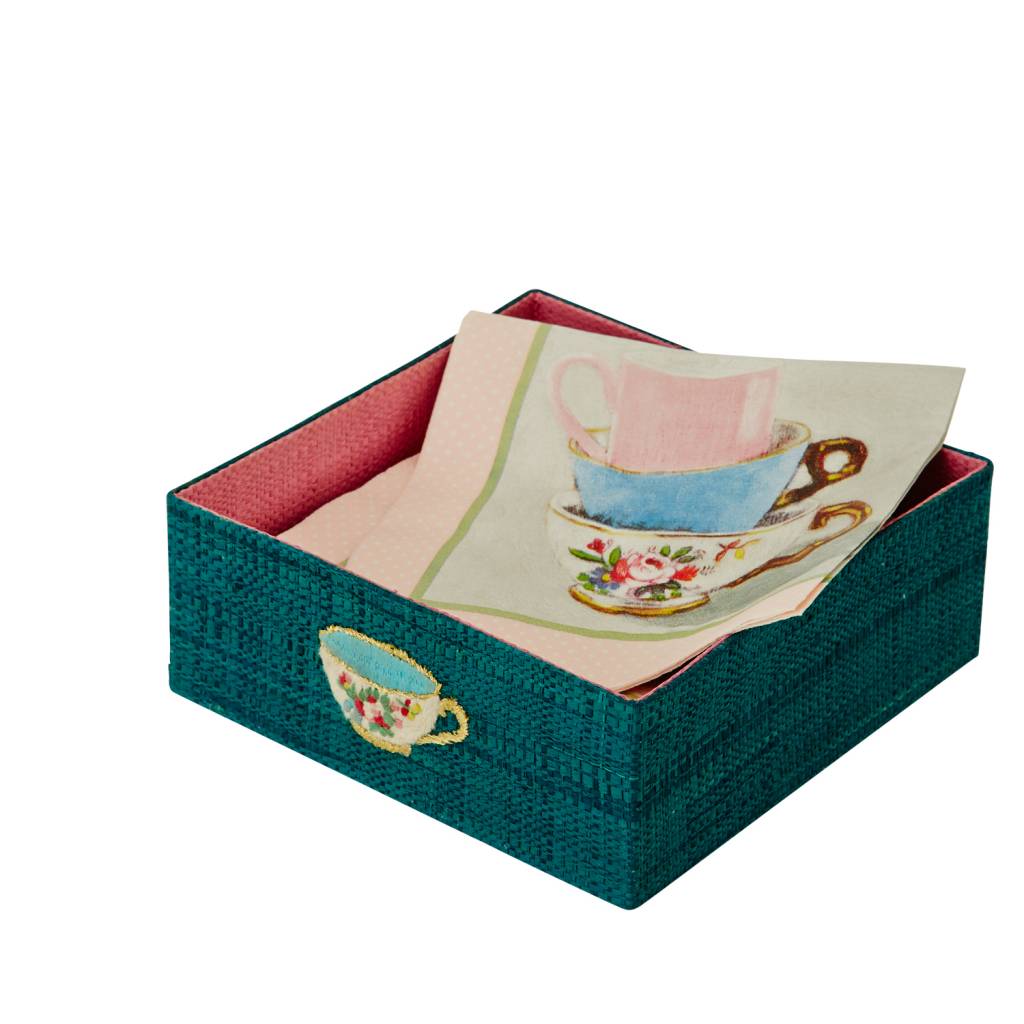 Rice Servettendoos in raffia groen