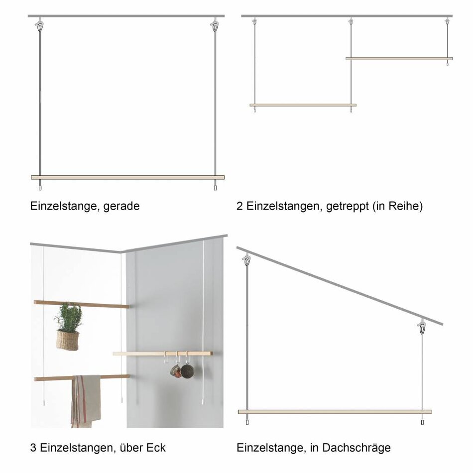 Aufhängung: Feiner Strick | Esche  160 cm