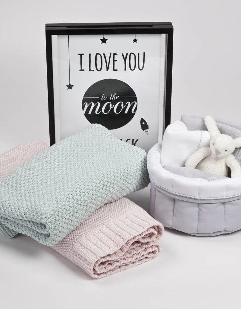 100% Cotton Knitted Crib Blanket  Mint