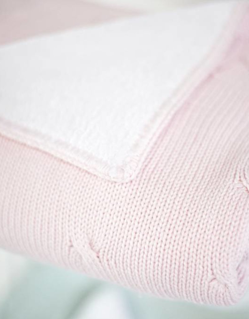 Cot blanket lined with teddy Soft Pink