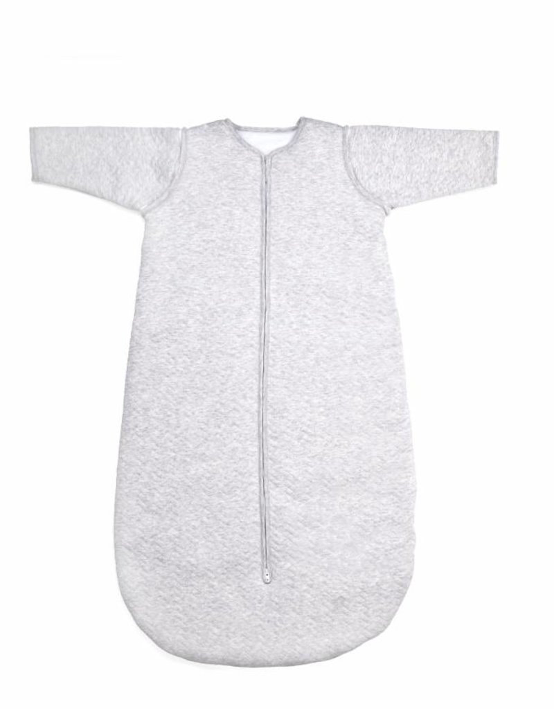 Jersey babyslaapzak 90cm Chevron Light Grey Melange met afritsbare mouwen