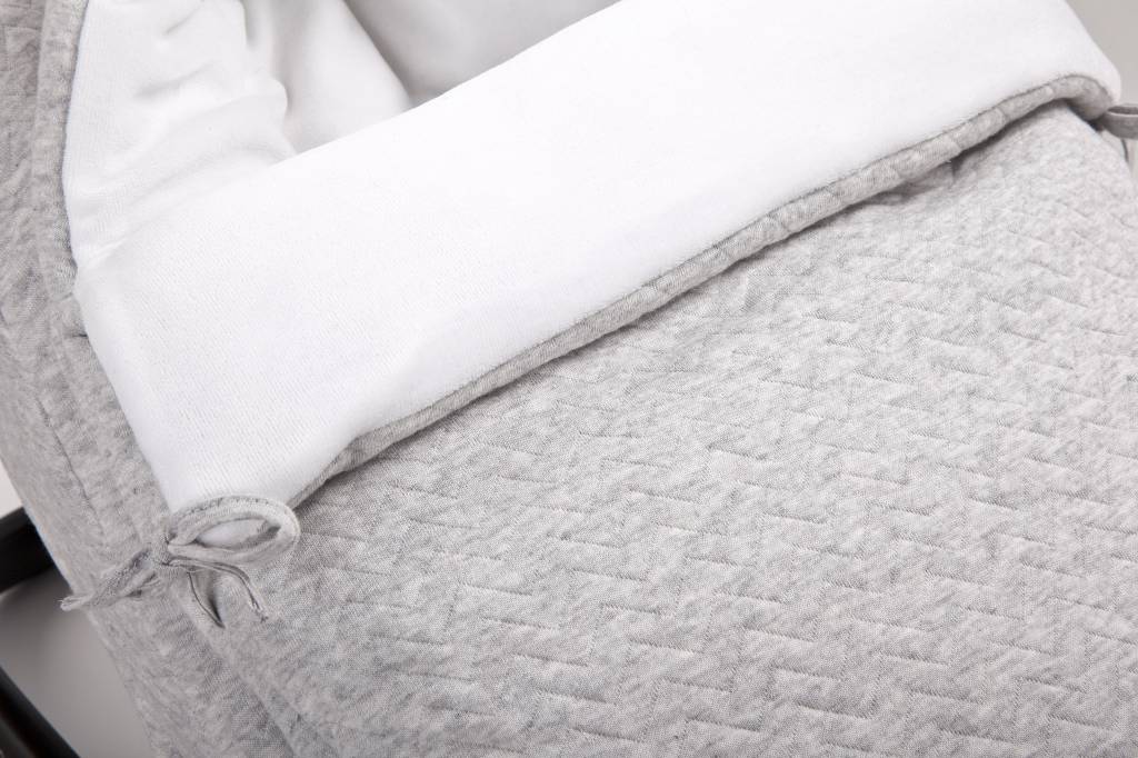 Baby footmuff Chevron Light Grey Melange