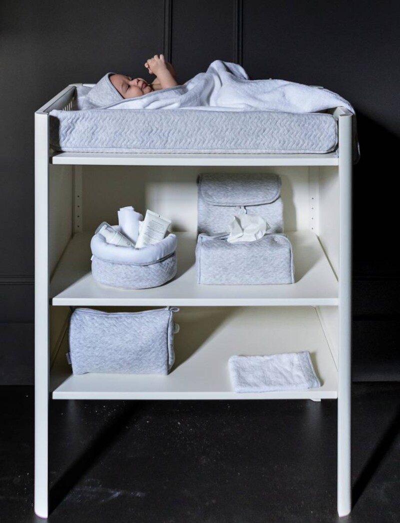 Care basket Chevron Light Grey Melange