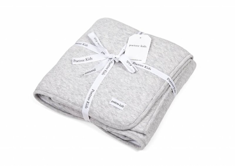 Cot Blanket lined Chevron Light Grey Melange