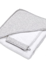 Hooded towel & washcloth Chevron Light grey melange