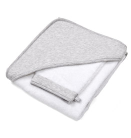 Hooded towel & washcloth Chevron Light Grey Melange