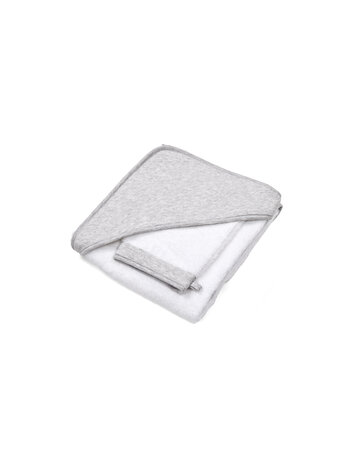 Cape de bain & gant de toilette Chevron Light Grey Melange