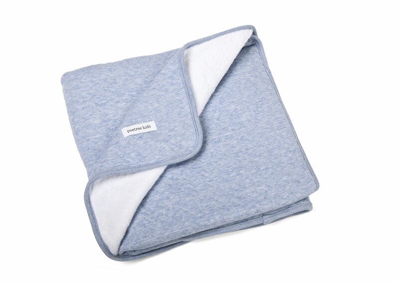 Crib blanket lined Chevron Denim Blue