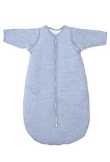 Sac de couchage bébé en jersey 70cm avec manches détachables Chevron Denim Blue