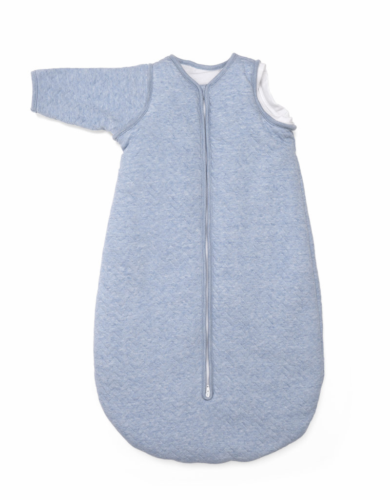 Jersey babyslaapzak 70cm met afritsbare mouwen Chevron Denim Blue