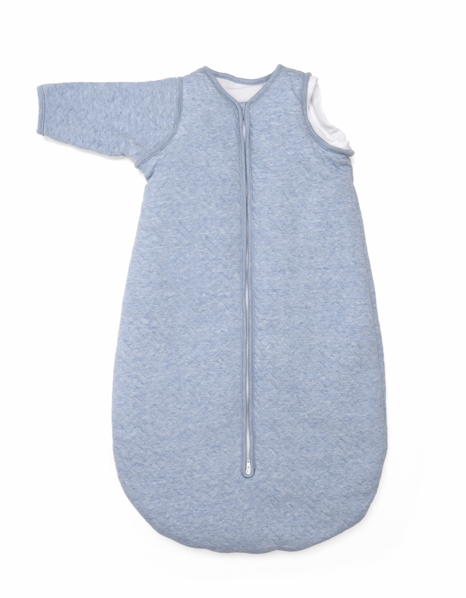 Jersey babyslaapzak 70cm met afritsbare mouwen Chevron Denim Blue