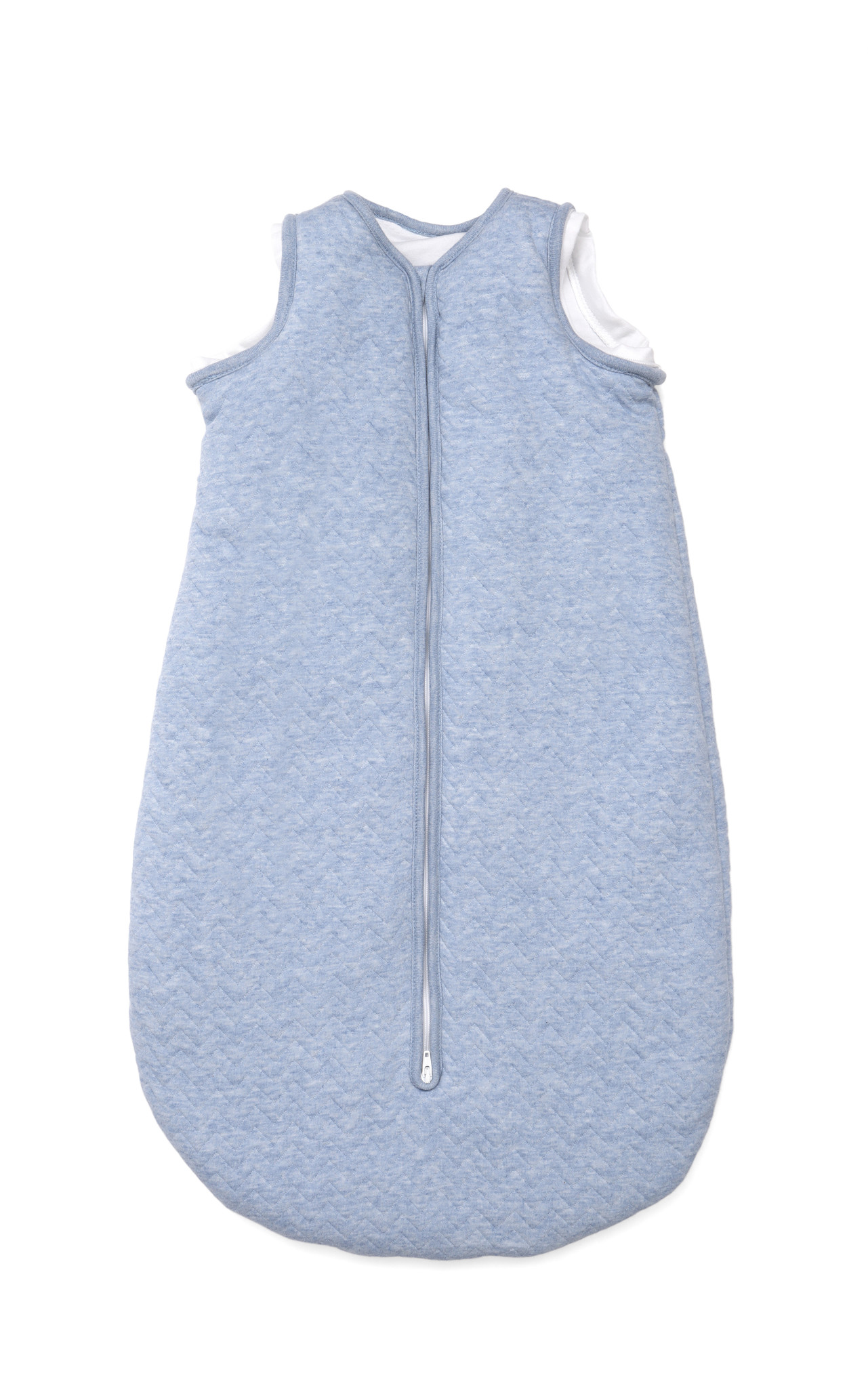 Jersey babyslaapzak 70cm met afritsbare mouwen Chevron Denim Blue