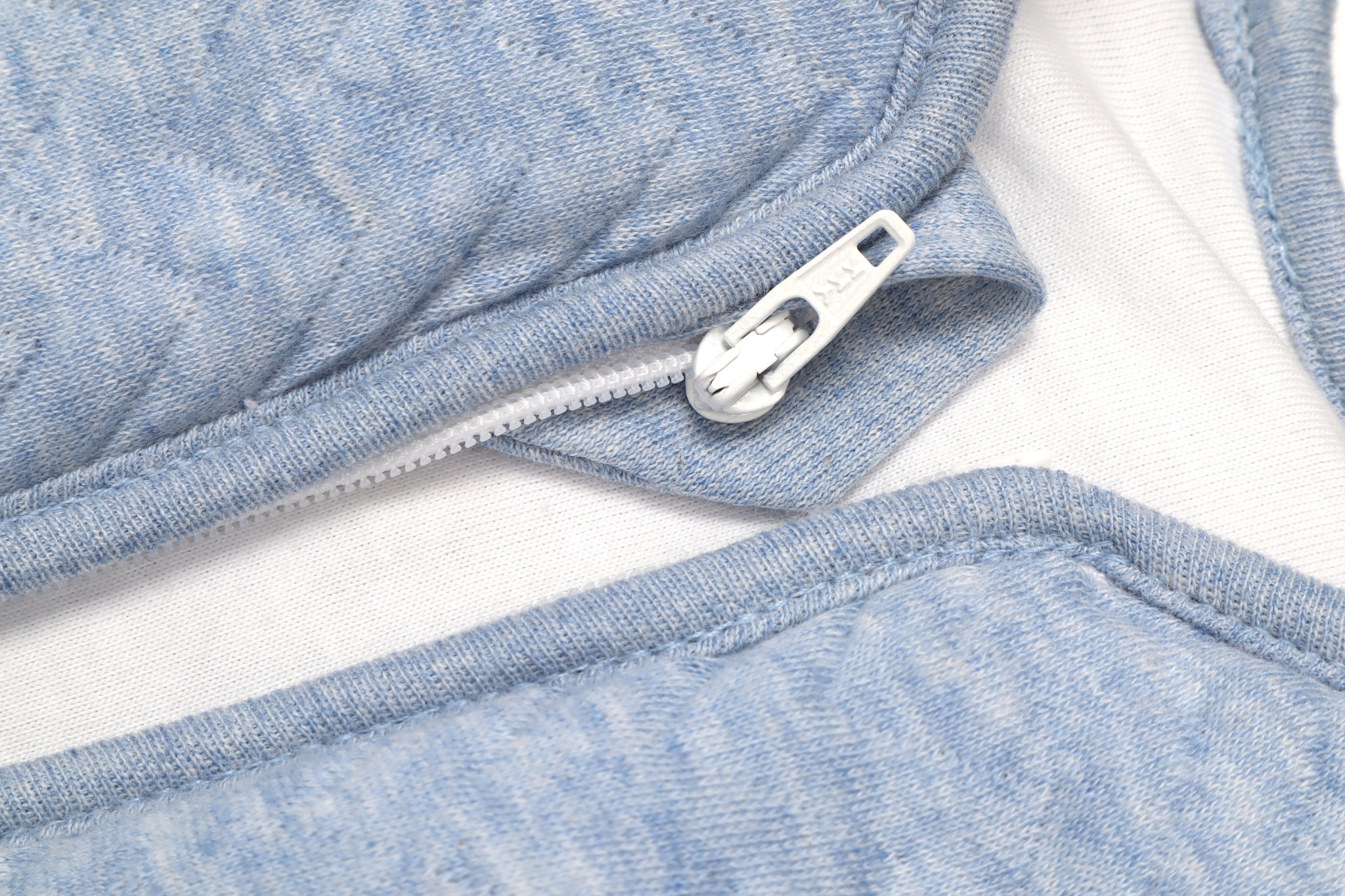 Jersey babyslaapzak 70cm met afritsbare mouwen Chevron Denim Blue