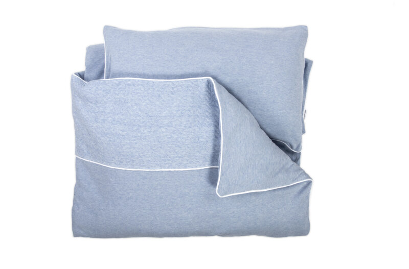 Wieg / Park Dekbedovertrek 80x80cm Chevron Denim Blue