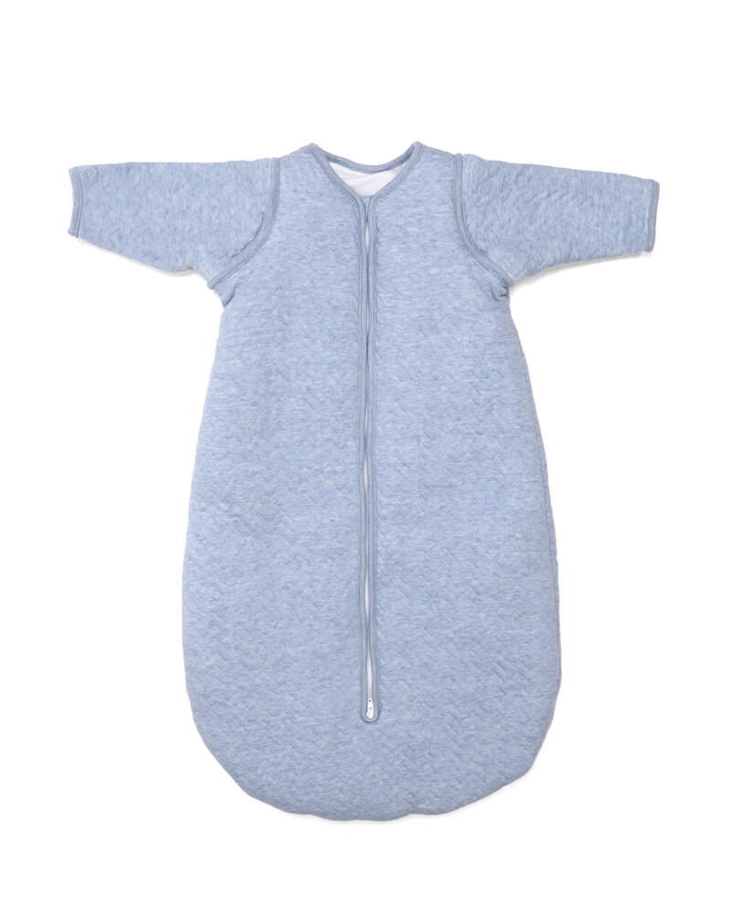 Jersey baby sleeping bag 90cm with detachable sleeves Chevron Denim Blue