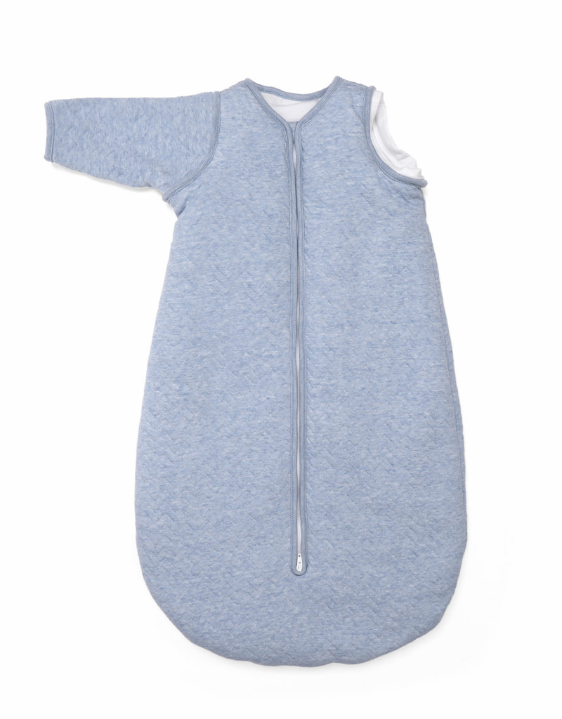 Jersey babyslaapzak 90cm met afritsbare mouwen Chevron Denim Blue