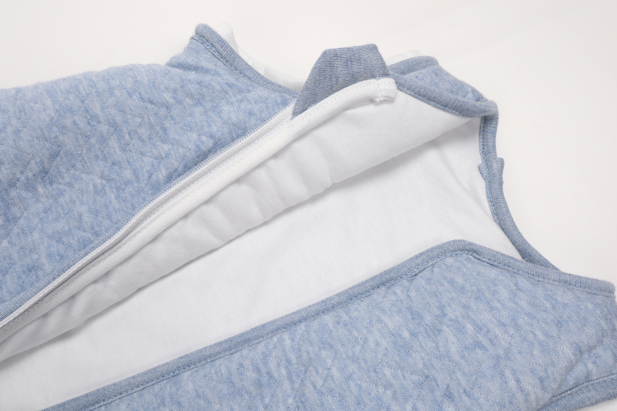 Jersey baby sleeping bag 90cm with detachable sleeves Chevron Denim Blue