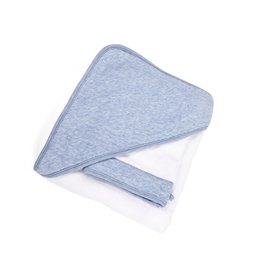 Hooded towel & washcloth Chevron Denim Blue