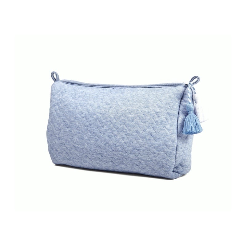 Trousse pochette accessoires sac à main voyage Flamant rose bleu jean coton