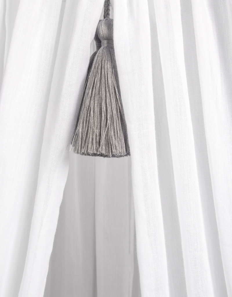 Canopy with grey tassels for crib/cot or playpen