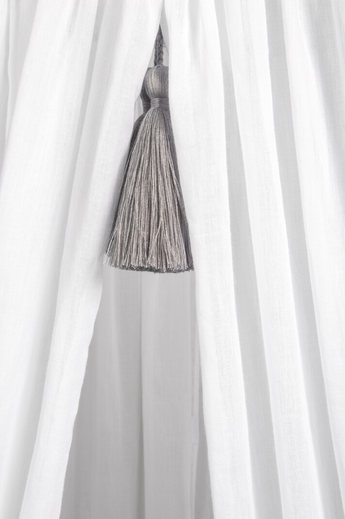 Canopy with grey tassels for crib/cot or playpen