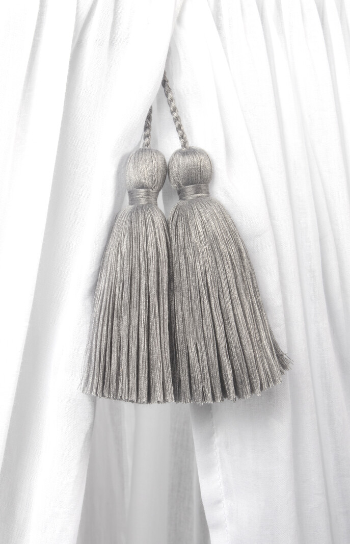 Canopy with grey tassels for crib/cot or playpen