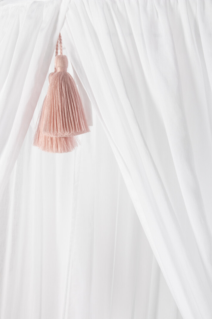 Canopy with pink tassels for crib/cot or playpen