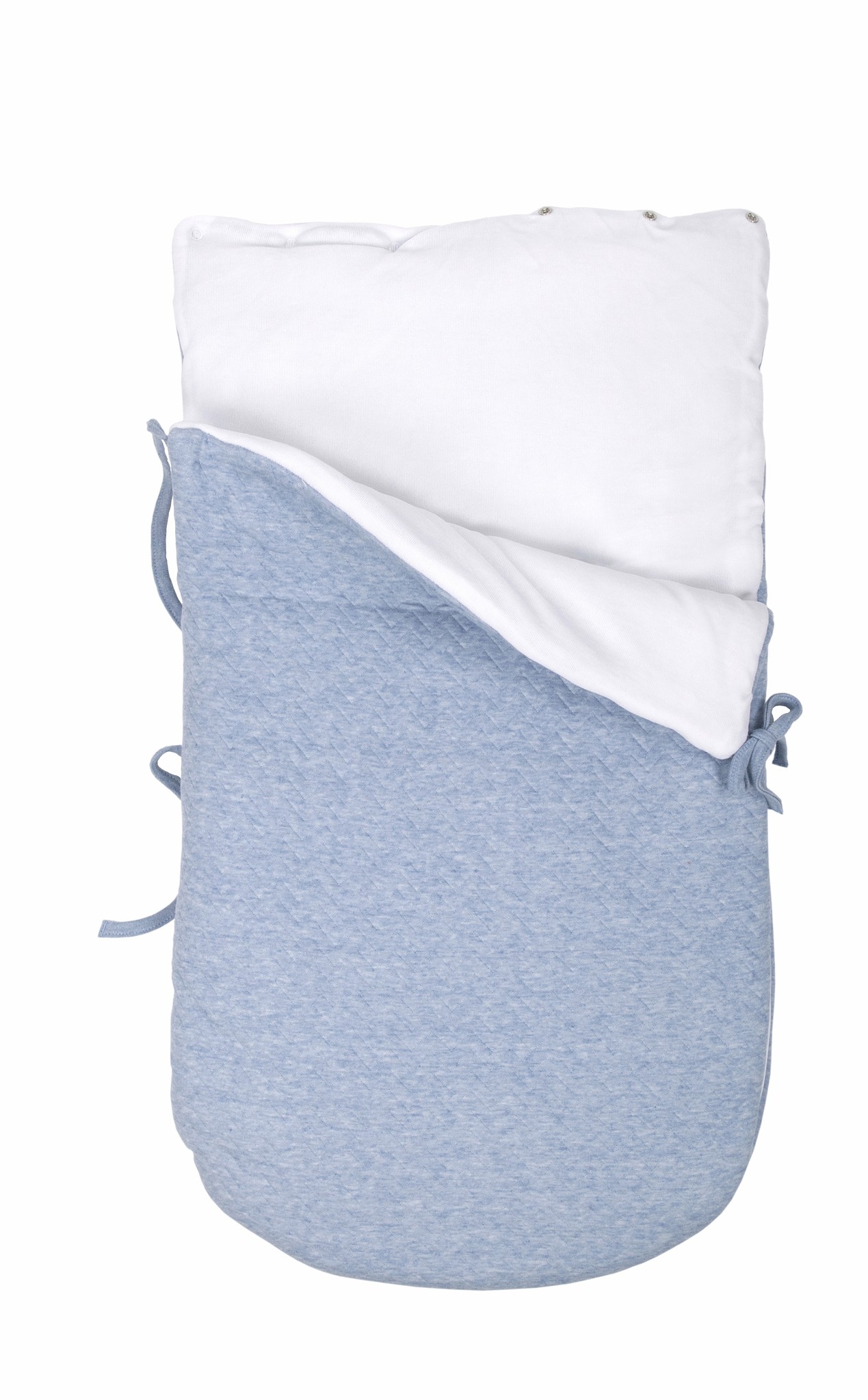 Baby footmuff 5 point belt Chevron Denim Blue