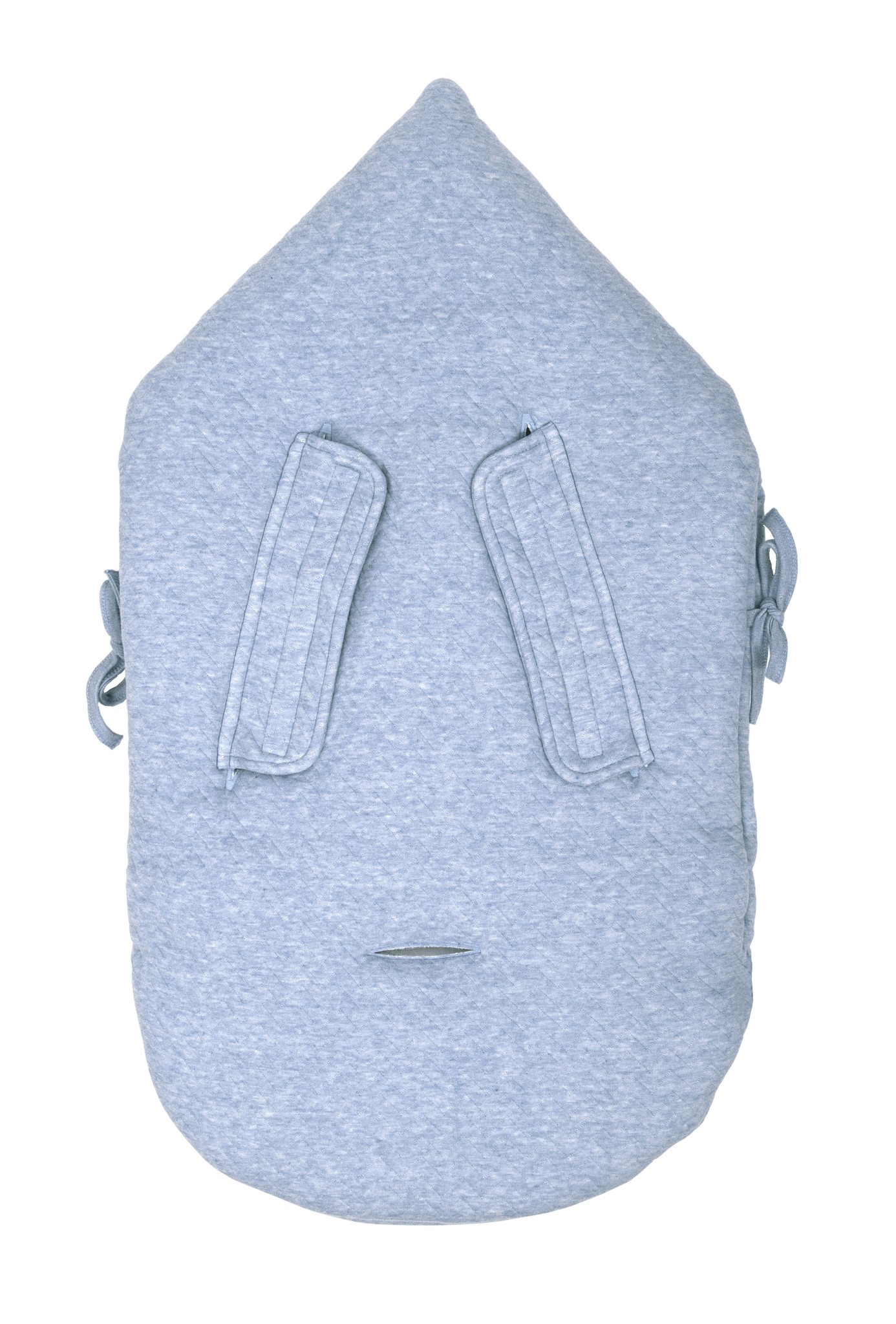 Baby footmuff 5 point belt Chevron Denim Blue