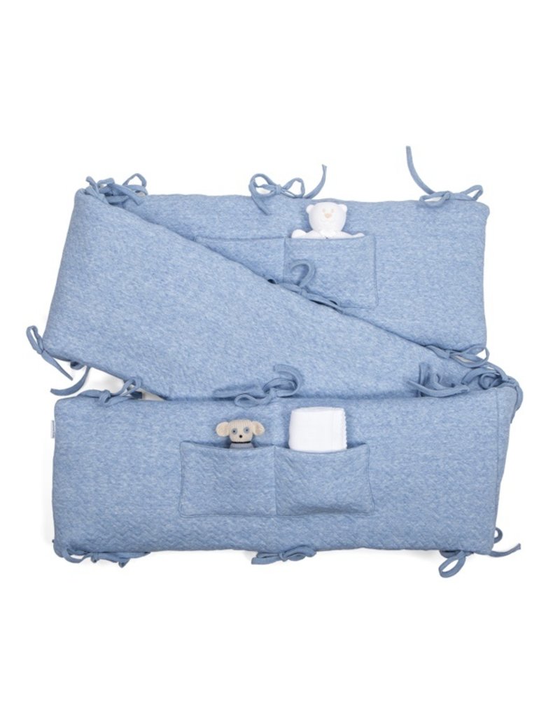 Cot/Playpen bumper Chevron Denim Blue