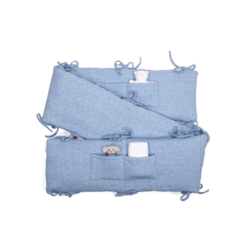Cot/Playpen bumper Chevron Denim Blue