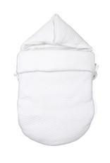 Baby footmuff 5 point belt Chevron White