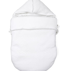 Baby footmuff 5 point belt Chevron White