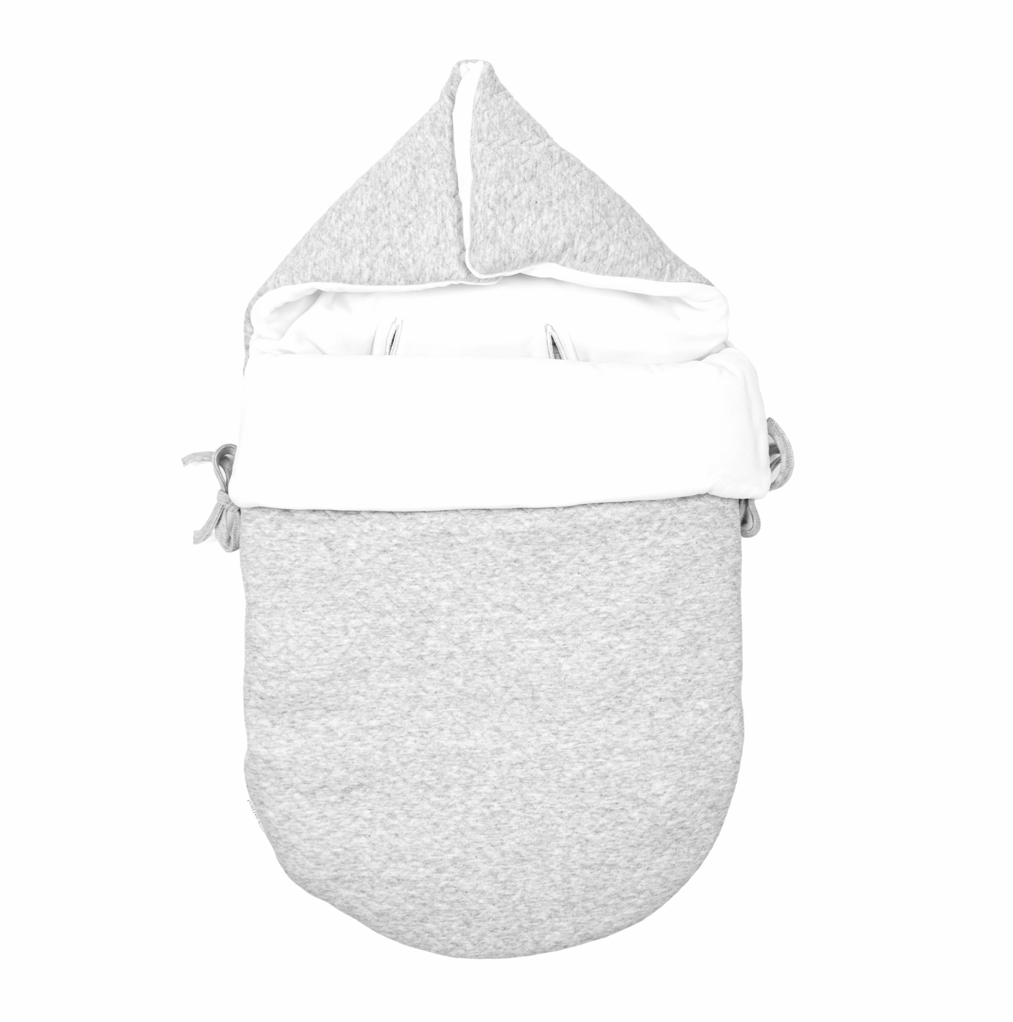 Baby footmuff 5 point belt Chevron Light Grey Melange Poetree