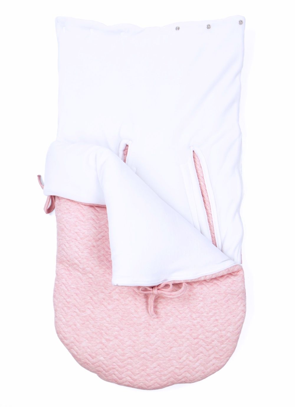 Baby footmuff 5 point belt Chevron Pink Melange