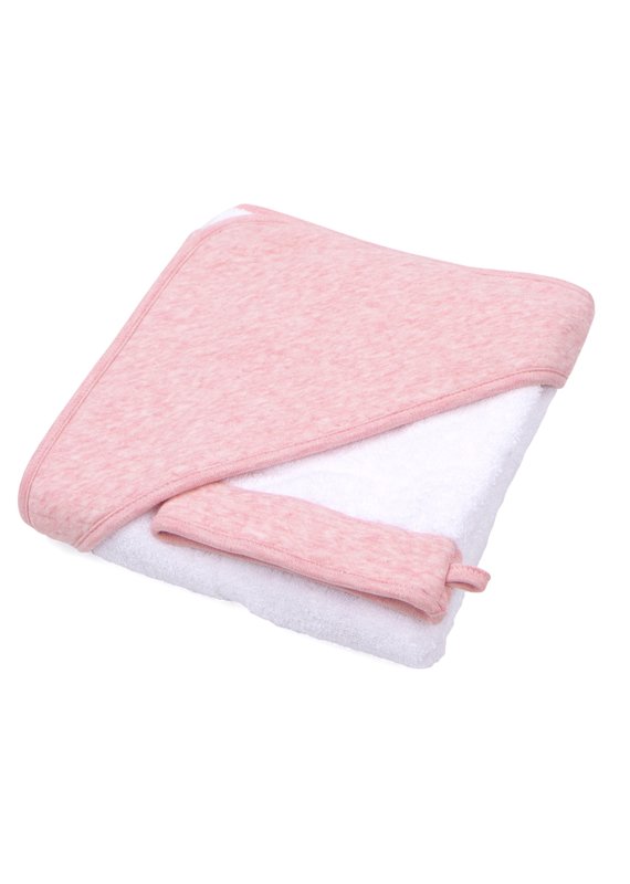 Hooded towel & washcloth Chevron Pink Melange