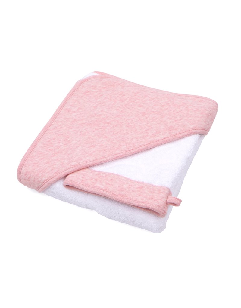 Cape de bain & gant de toilette Chevron Pink Melange