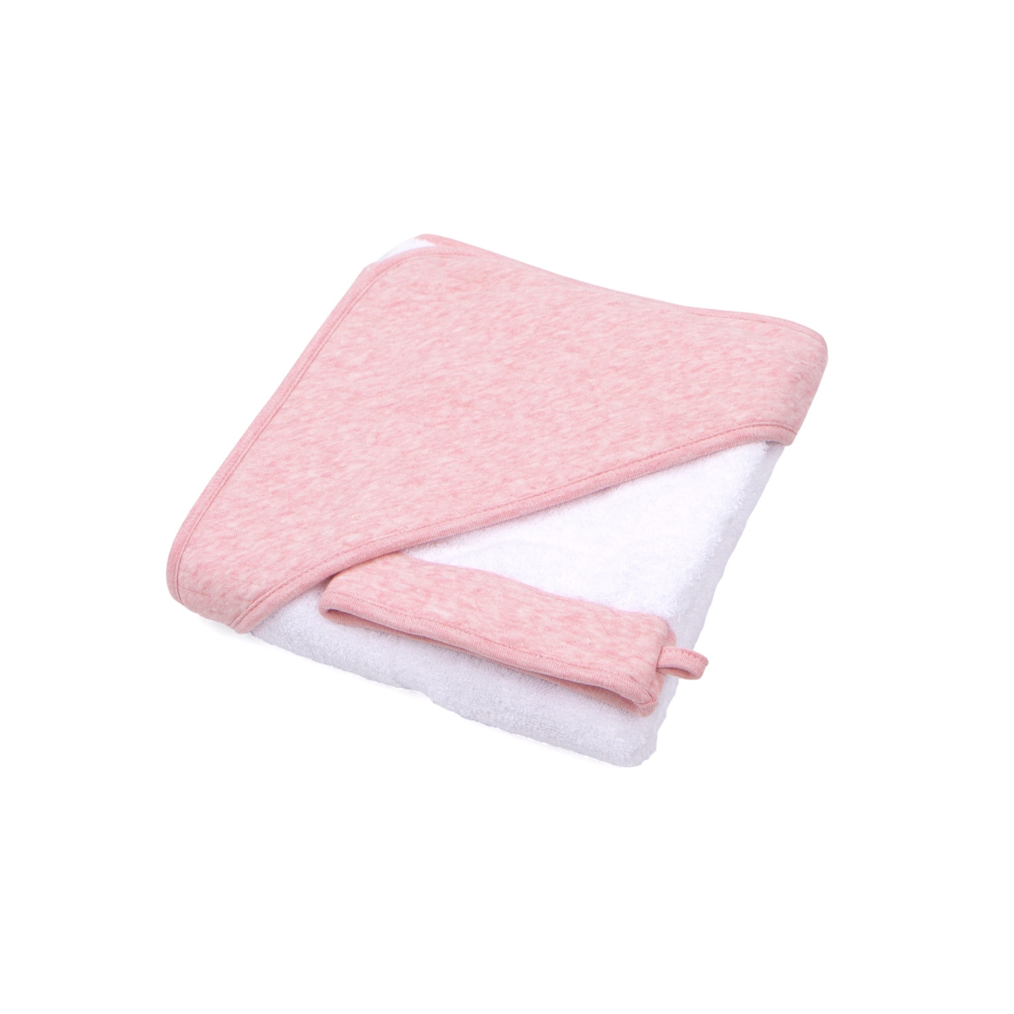 Hooded towel & washcloth Chevron Pink Melange