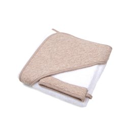 Hooded towel & washcloth Chevron Light Camel