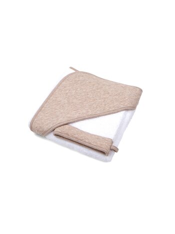 Cape de bain & gant de toilette Chevron Light Camel
