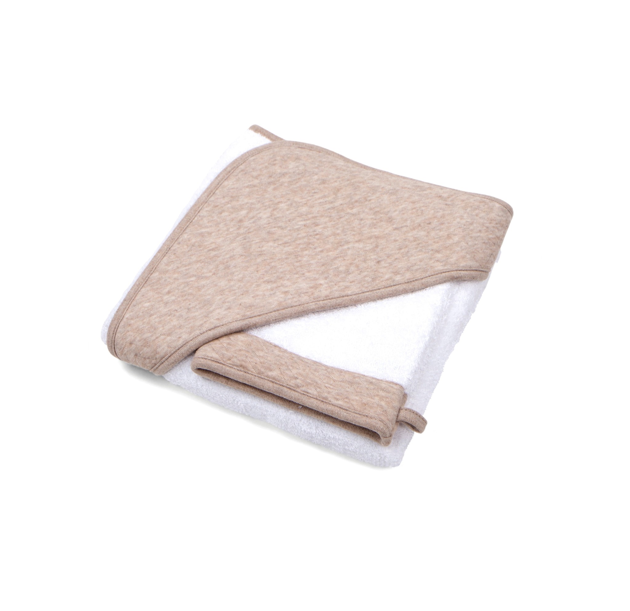 Cape de bain & gant de toilette Chevron Light Camel