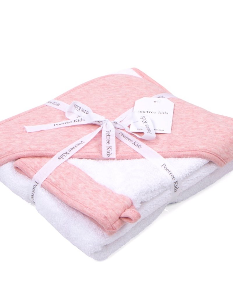 Cape de bain & gant de toilette Chevron Pink Melange