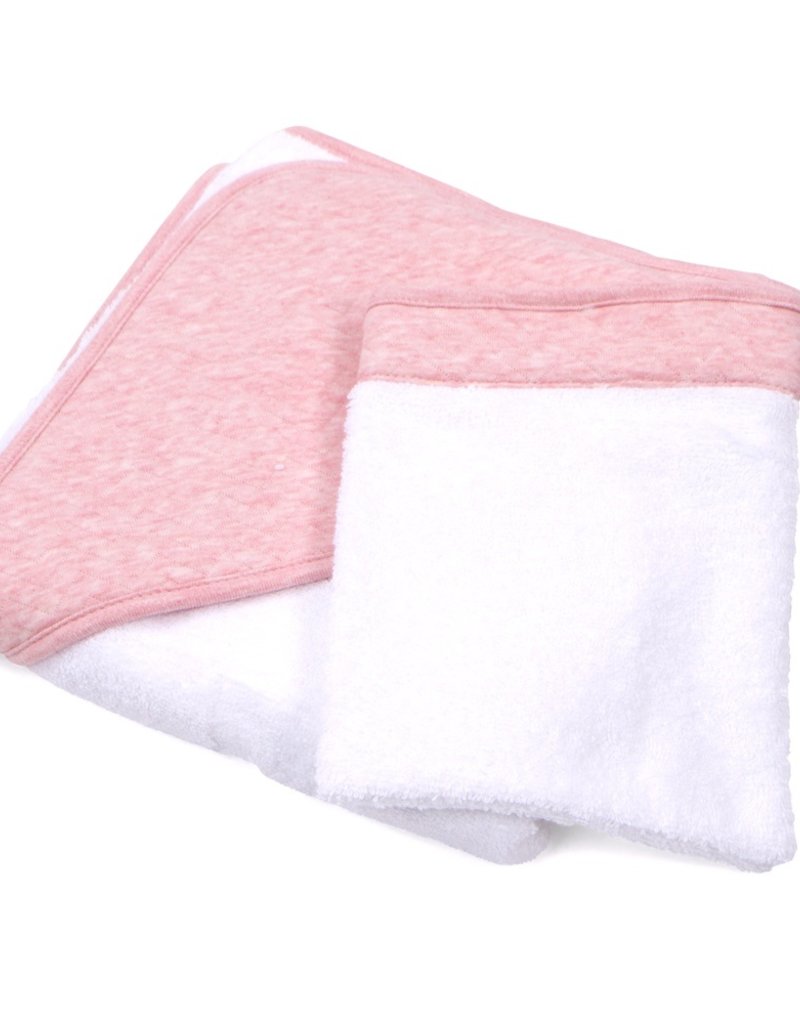 Cape de bain & gant de toilette Chevron Pink Melange