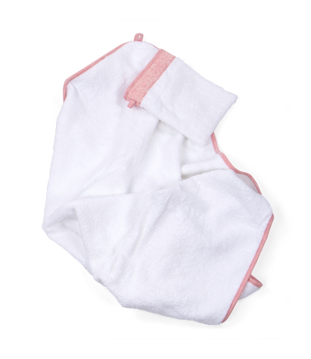 Hooded towel & washcloth Chevron Pink Melange